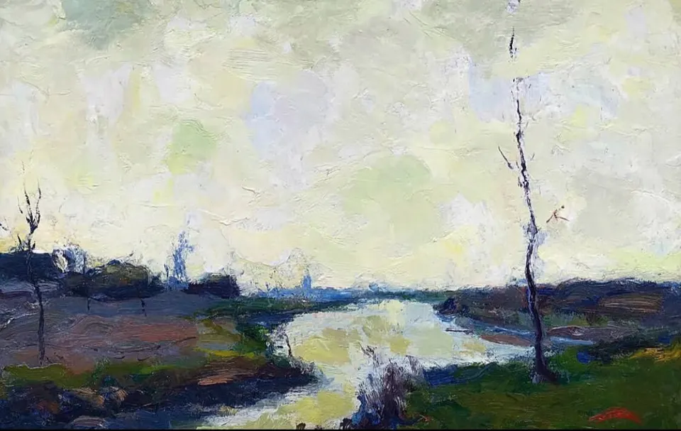 Armin Hansen, Castroville Slough, oil on board