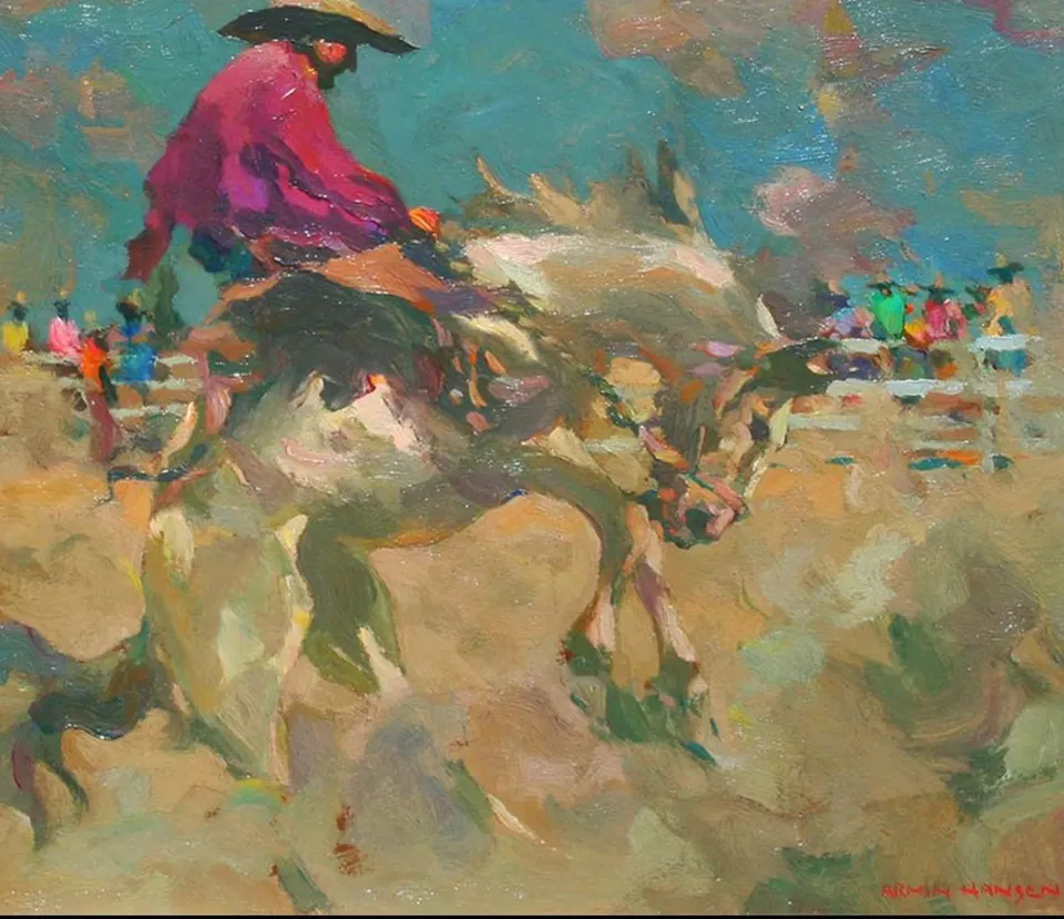 Armin Hansen, Rodeo Scene, oil on board